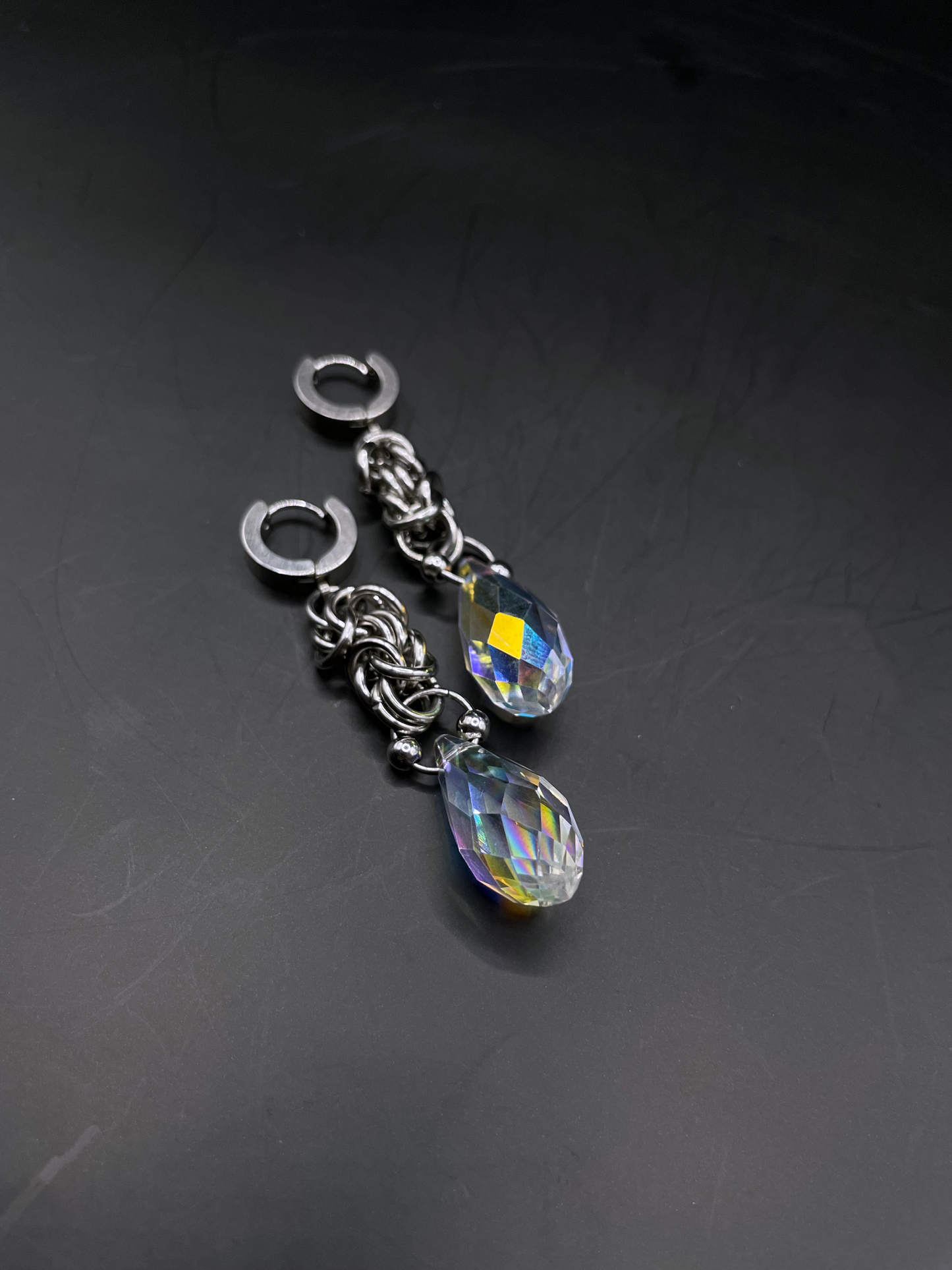 Moonlight Tears II Chainmail Earrings