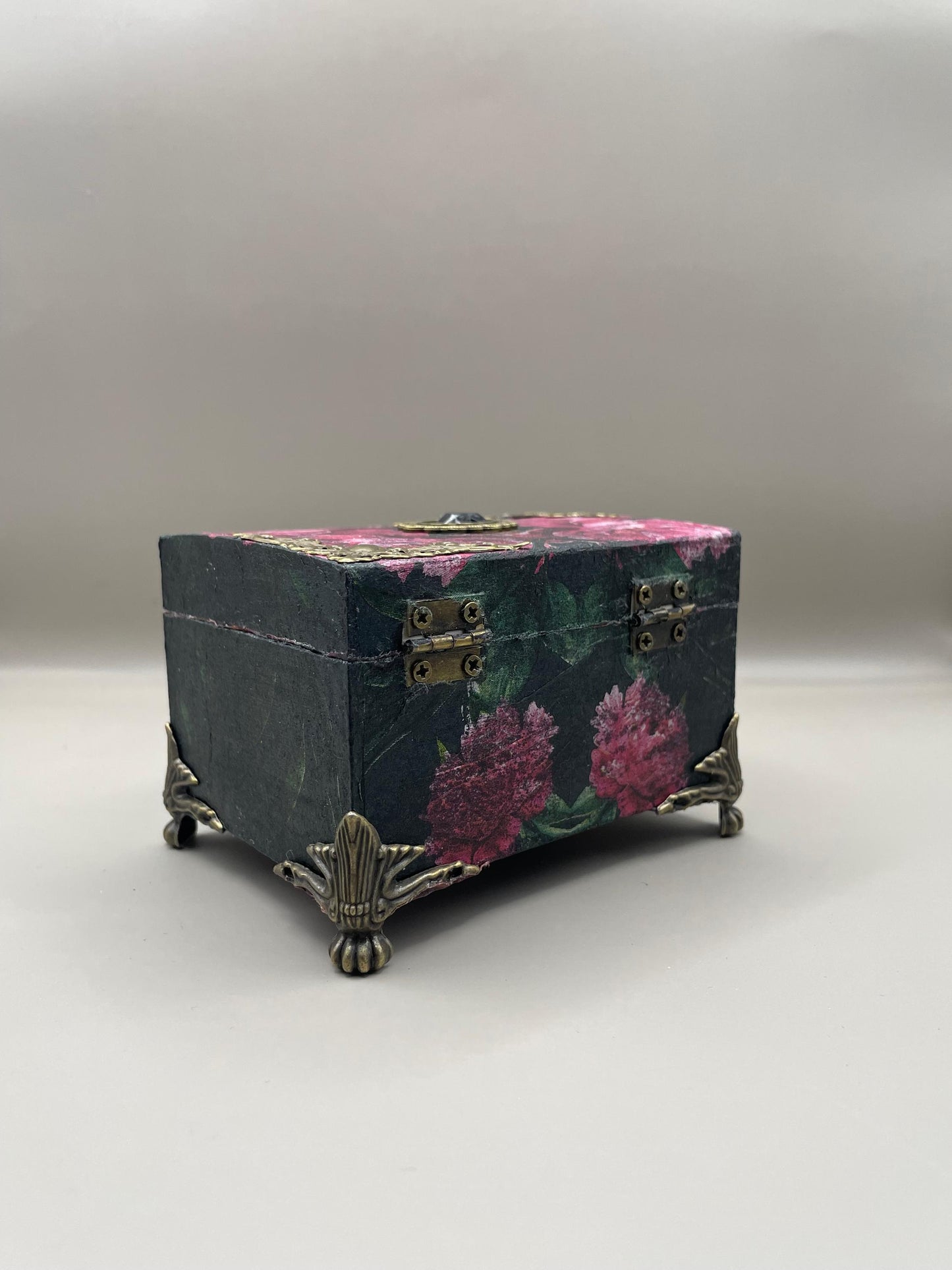 Antique Style Gothic Box "Dark Floral Decoupage"