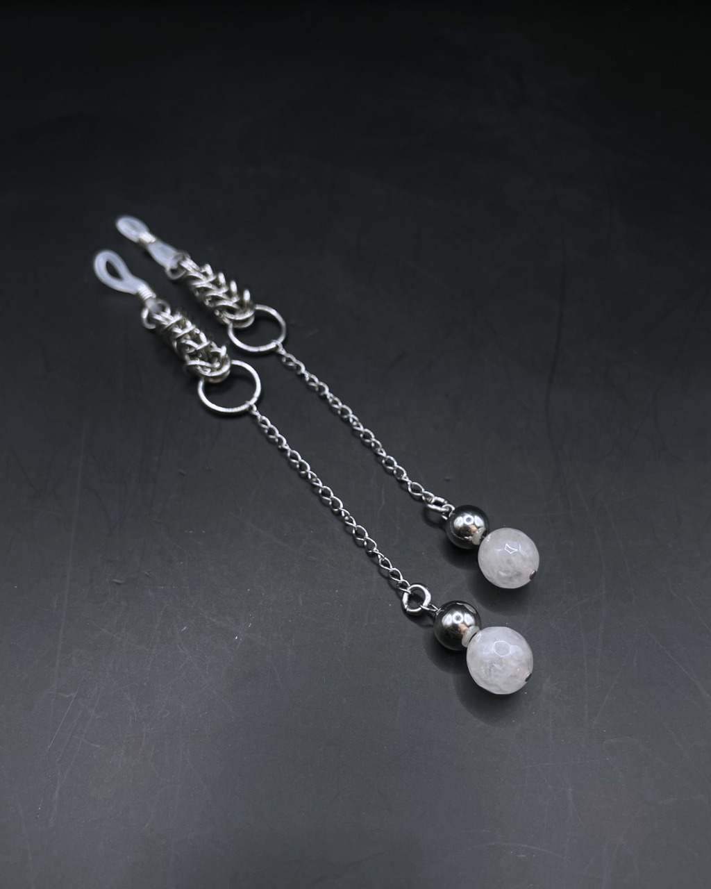 Silver Glasses Charm Long
