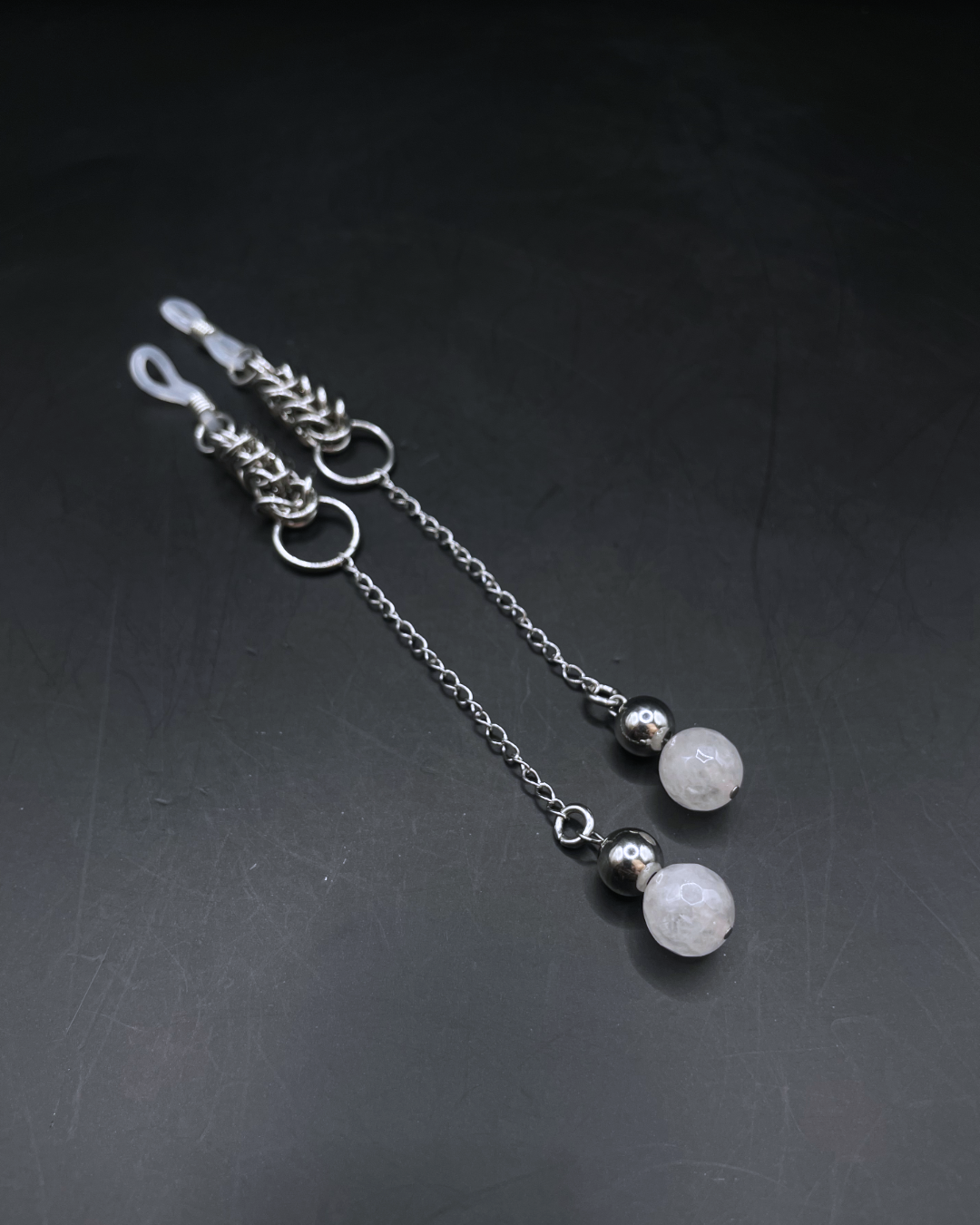 Silver Glasses Charm Long