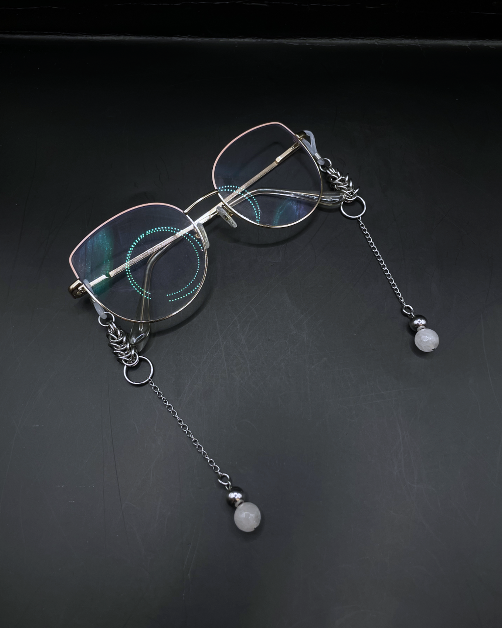 Silver Glasses Charm Long