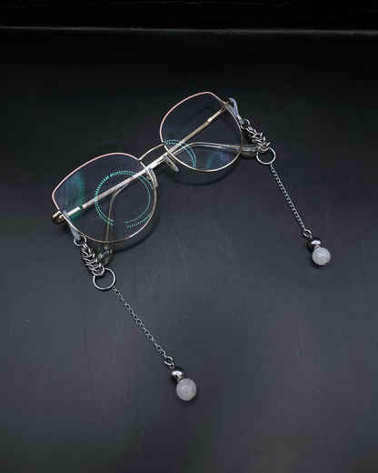 Silver Glasses Charm Long