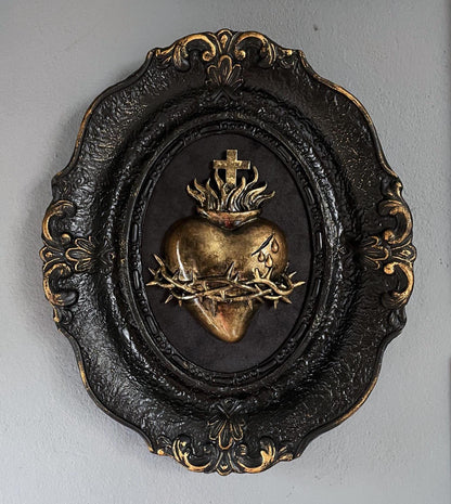 Gothic Wall Art Relic: Sacred Heart of Jesus framed