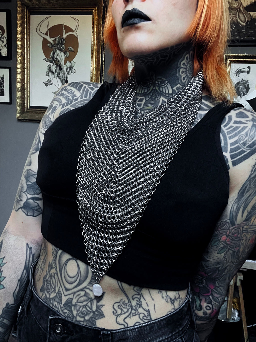 Medieval Headscarf // Metallic Scarf: Iron Scarf - Made to order