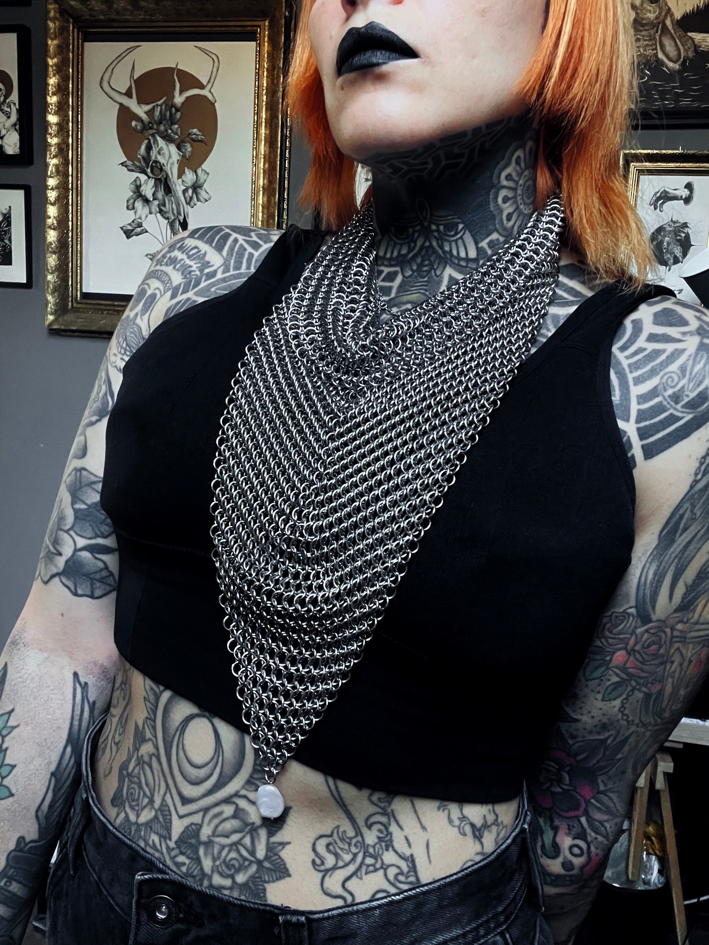 Medieval Headscarf // Metallic Scarf: Iron Scarf - Made to order