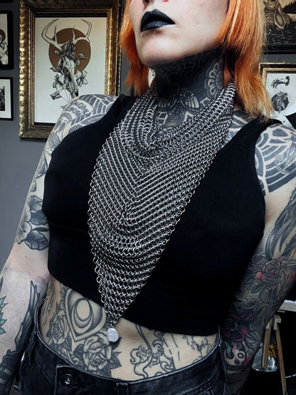 Medieval Headscarf // Metallic Scarf: Iron Veil - Made to order