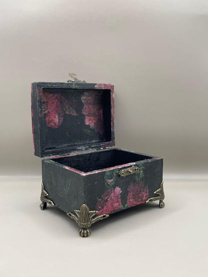 Antique Style Gothic Box "Dark Floral Decoupage"
