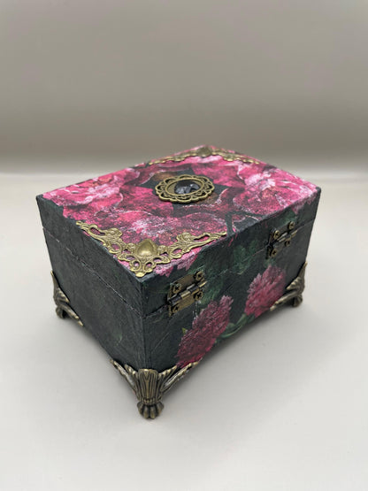 Antique Style Gothic Box "Dark Floral Decoupage"