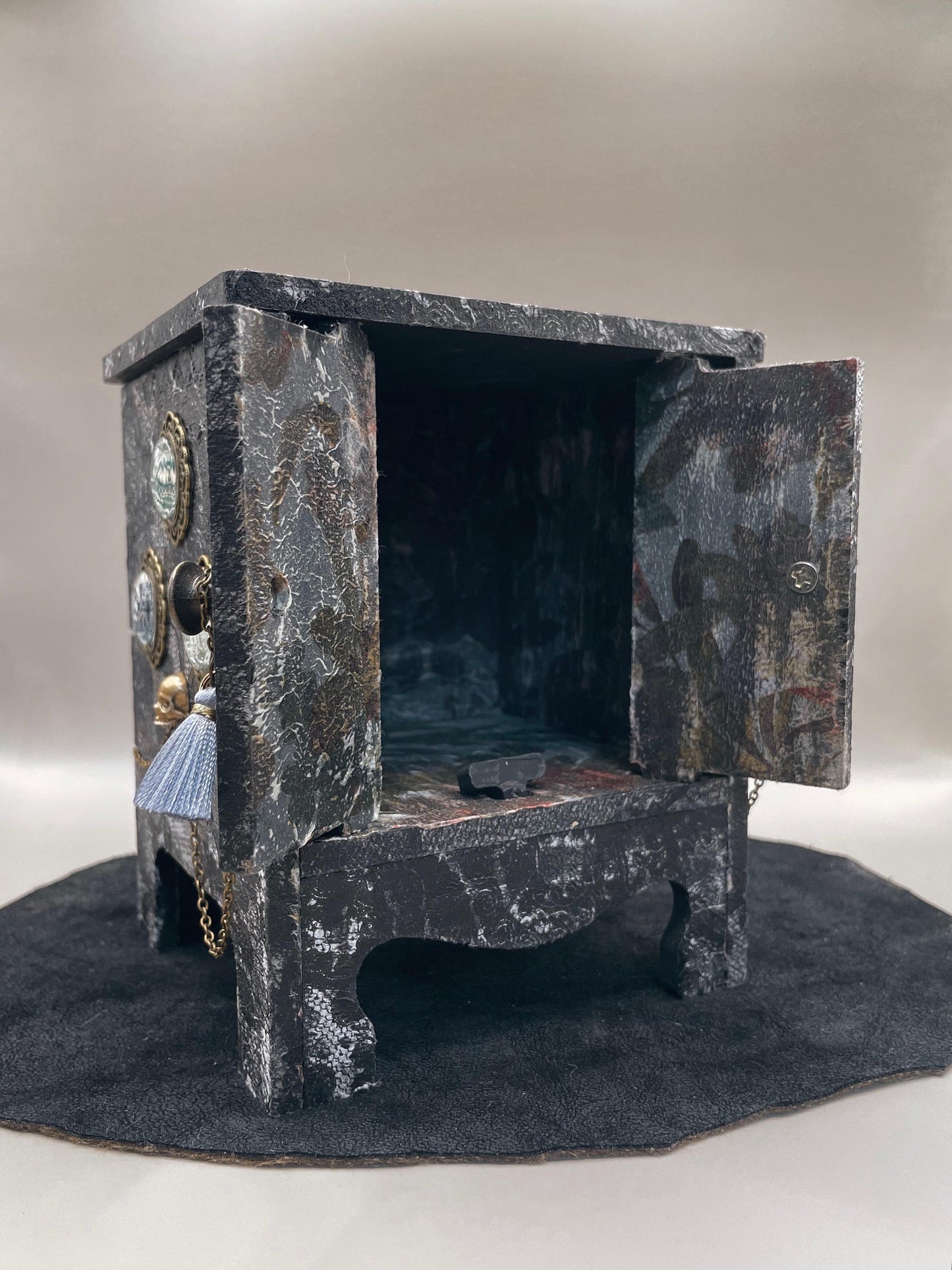 Victorian Gothic Cabinet with Skulls & Relics