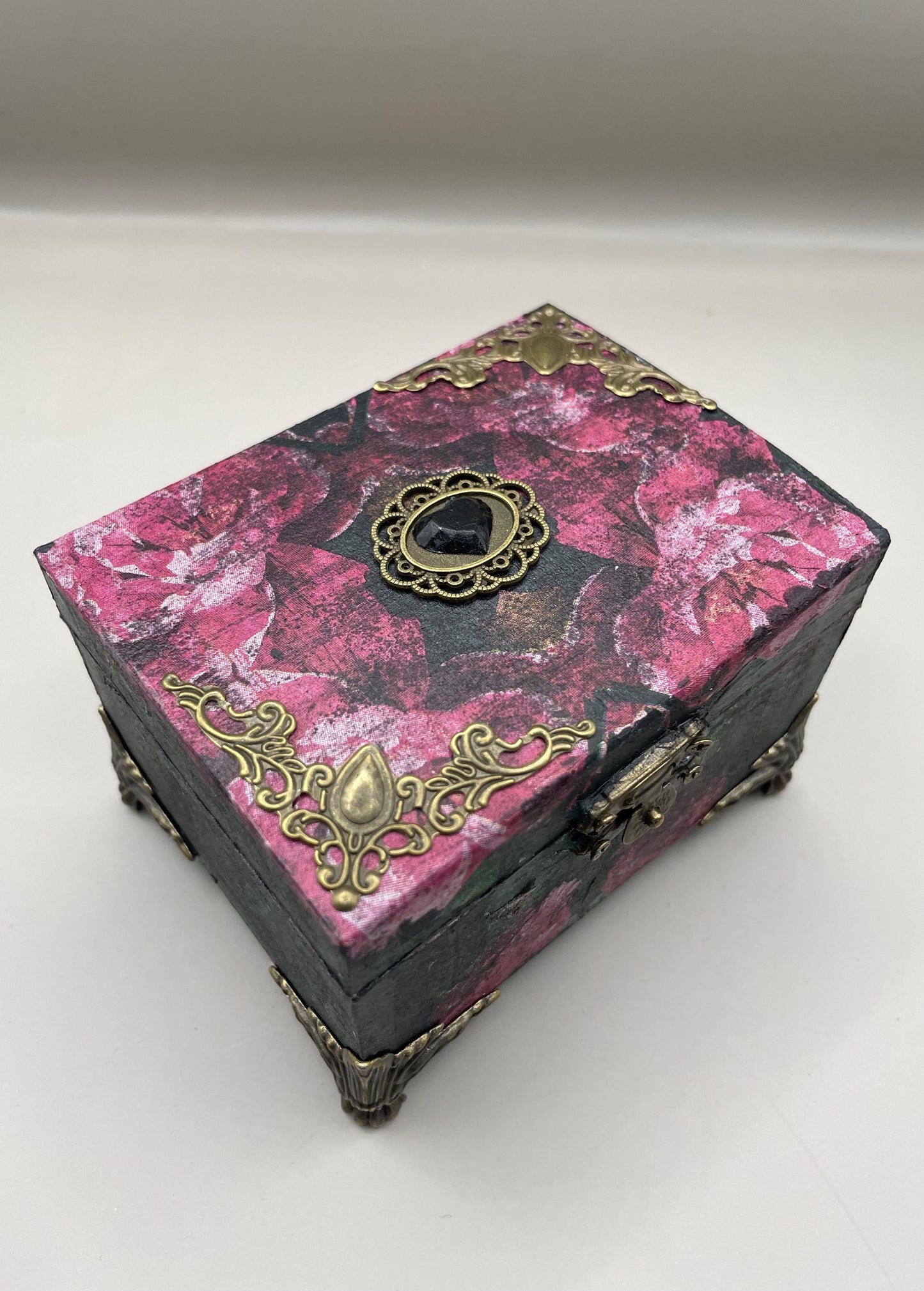 Antique Style Gothic Box "Dark Floral Decoupage"