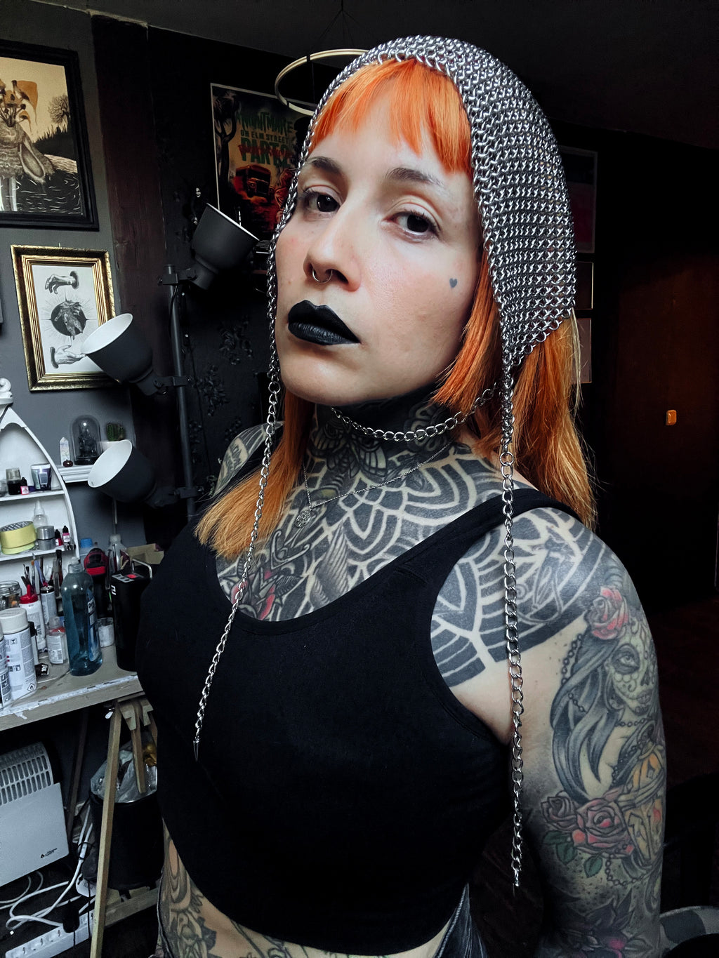 Medieval Headscarf // Metallic Scarf: Iron Scarf - Made to order
