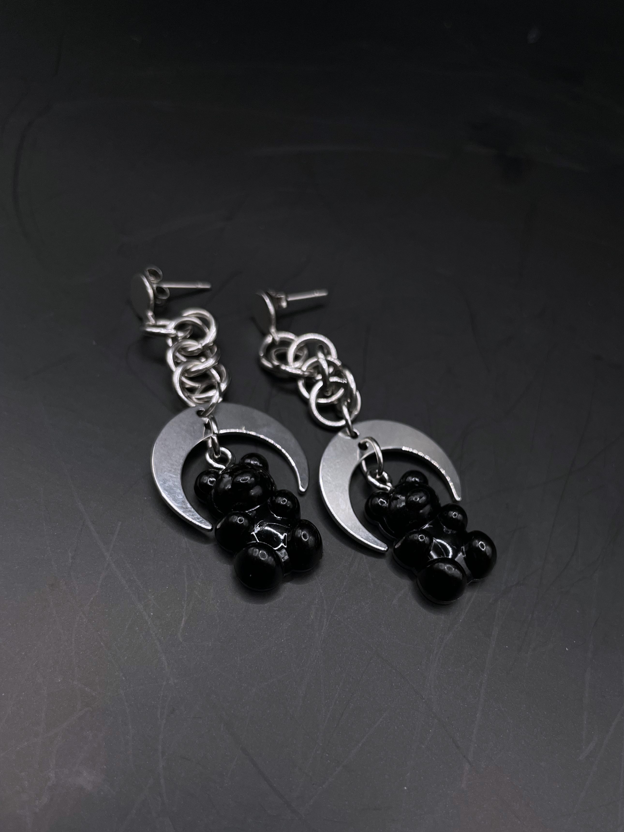 Midnight Bears Chainmail Earrings