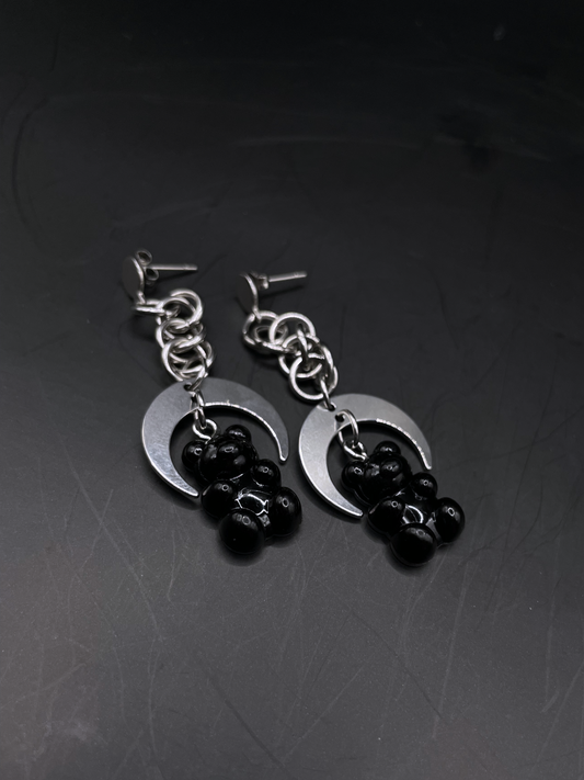 Midnight Bears Chainmail Earrings