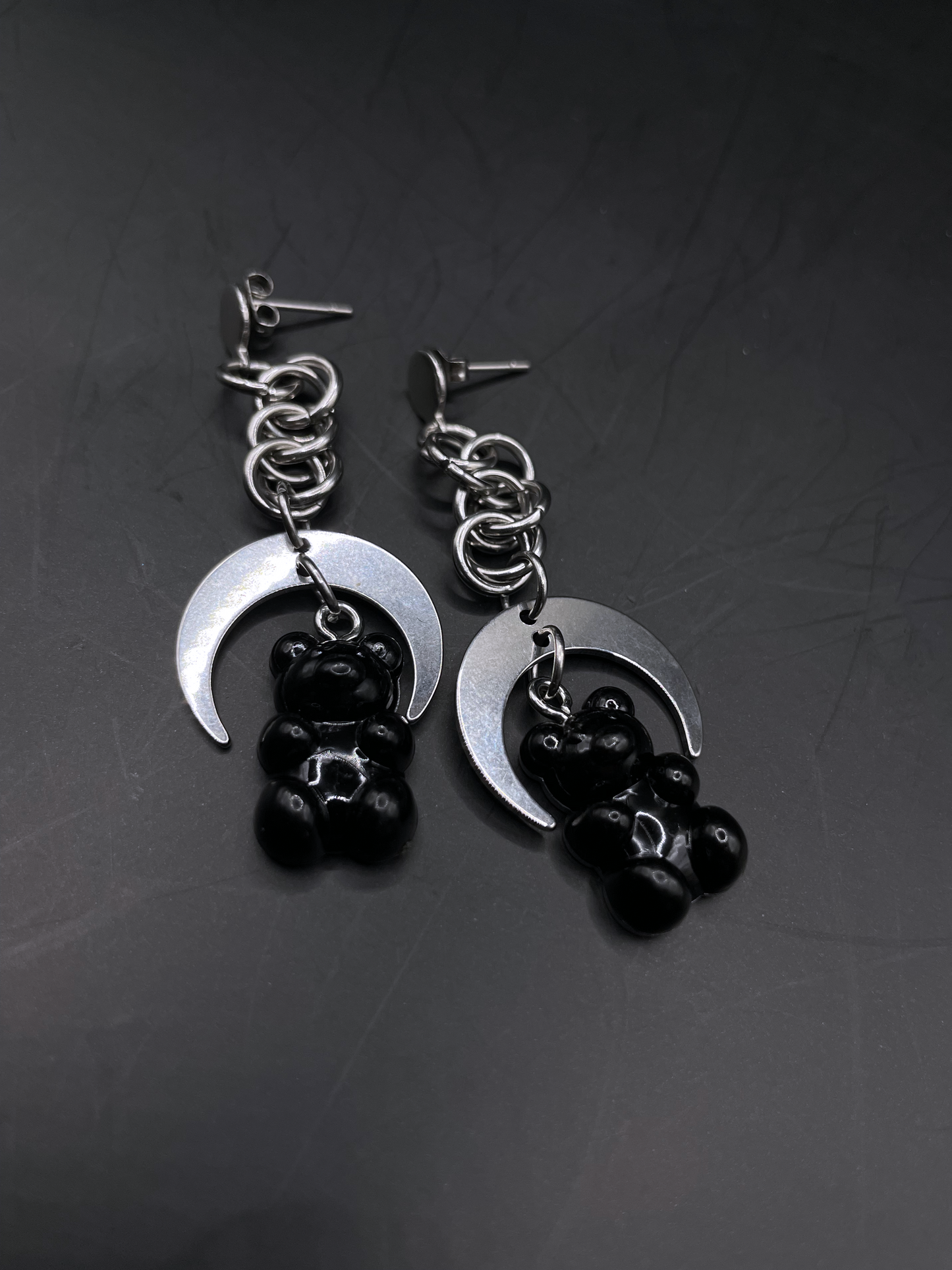 Midnight Bears Chainmail Earrings