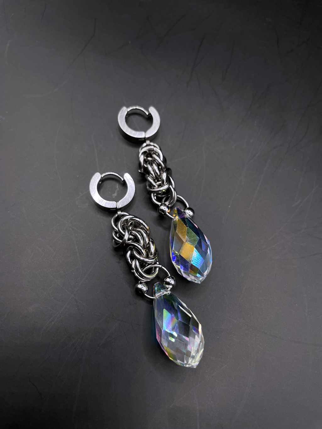 Moonlight Tears II Chainmail Earrings