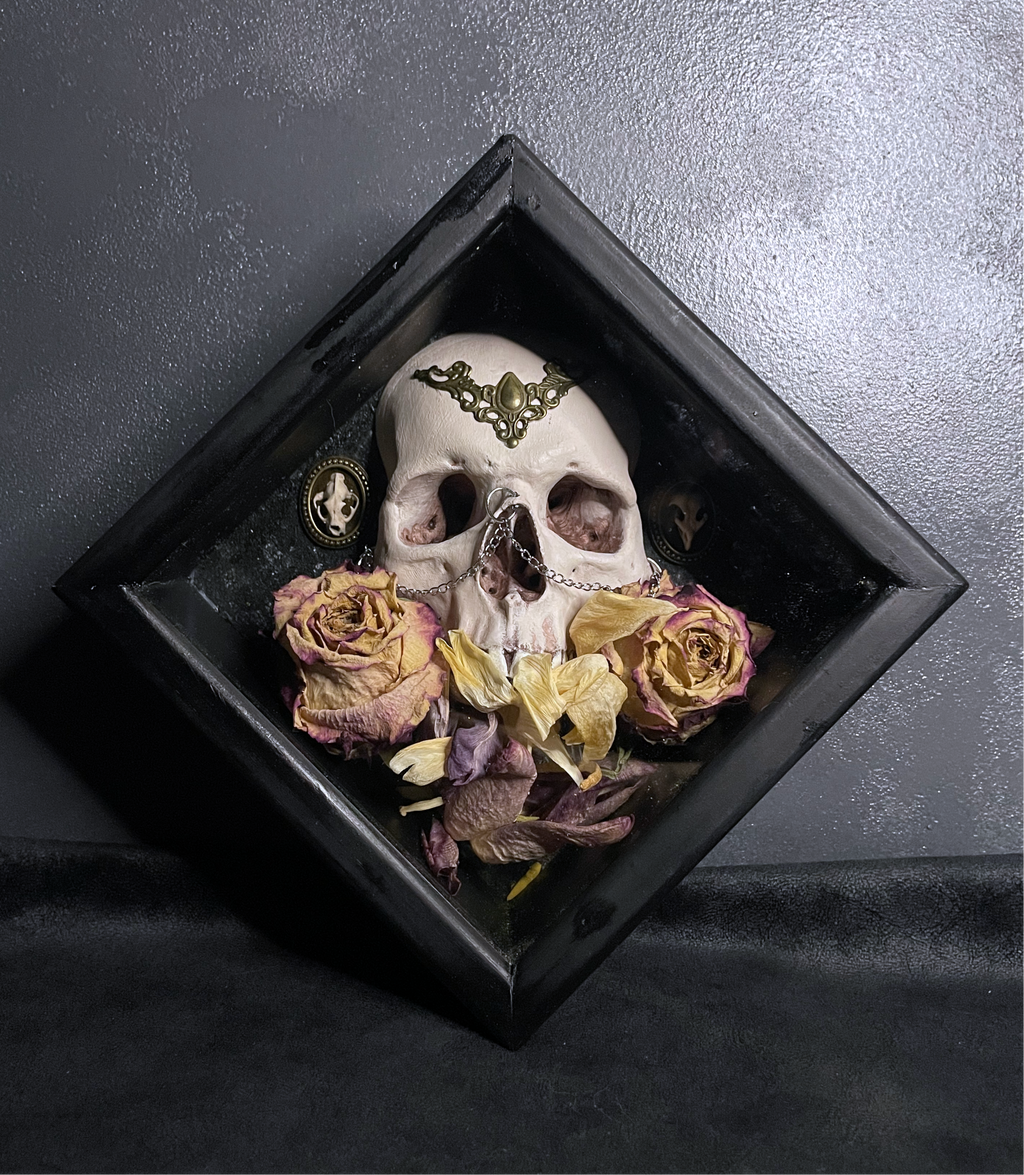 Shadow Reliquary: Skull & Wilted Roses Shrine