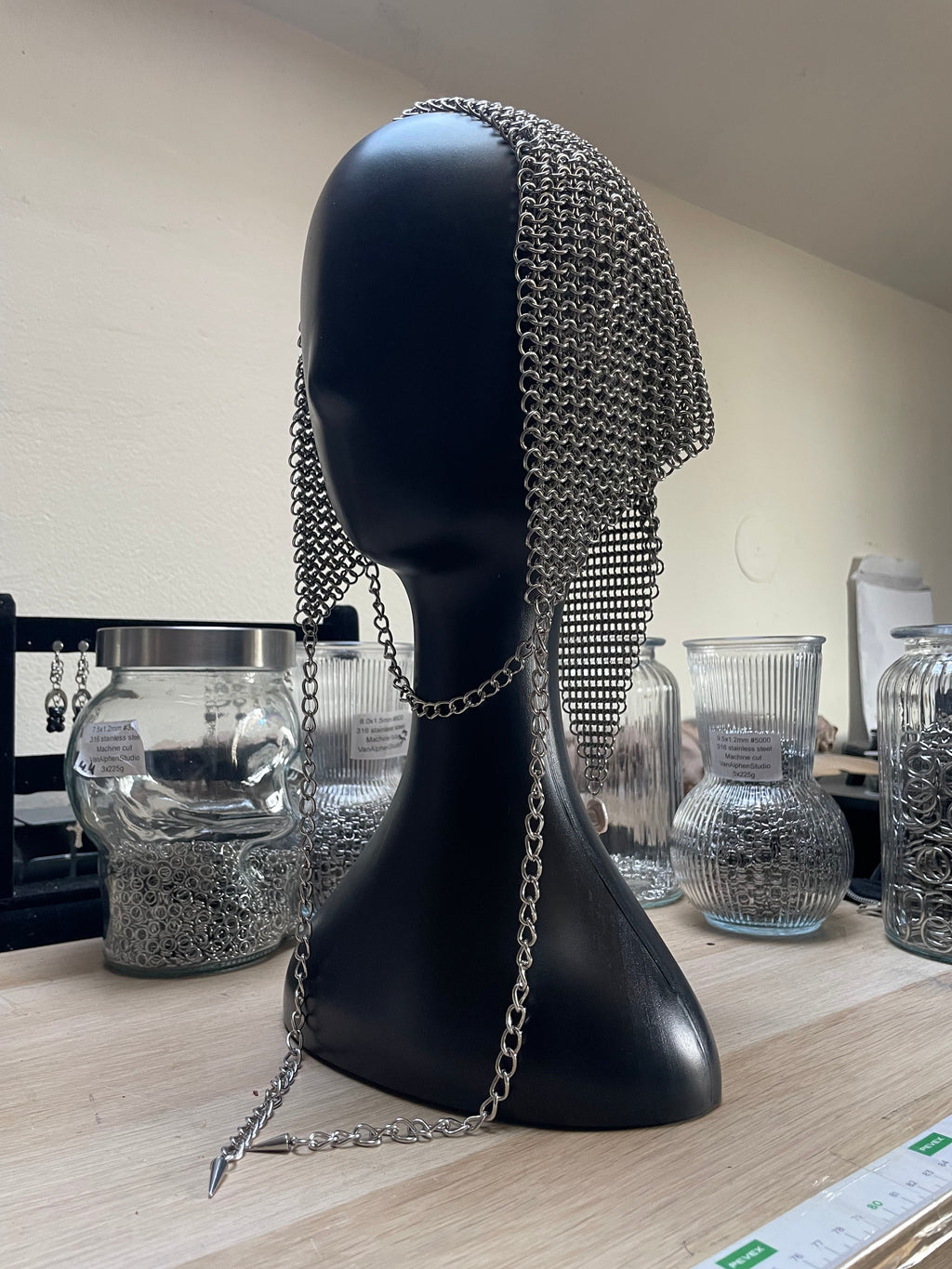 Medieval Headscarf // Metallic Scarf: Iron Scarf - Made to order