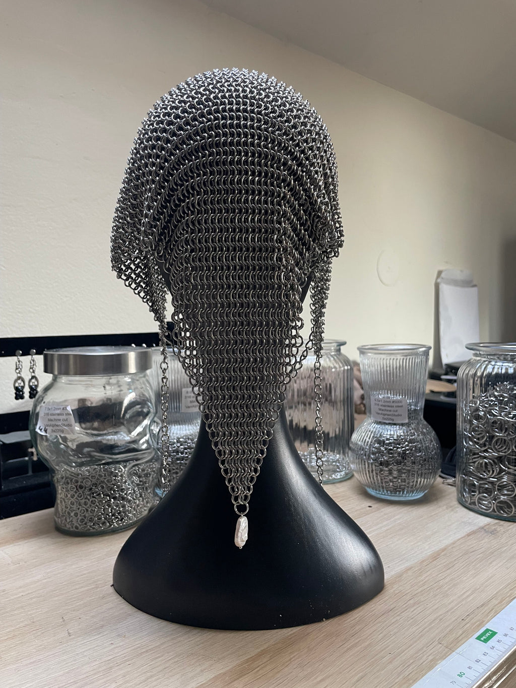 Medieval Headscarf // Metallic Scarf: Iron Scarf - Made to order