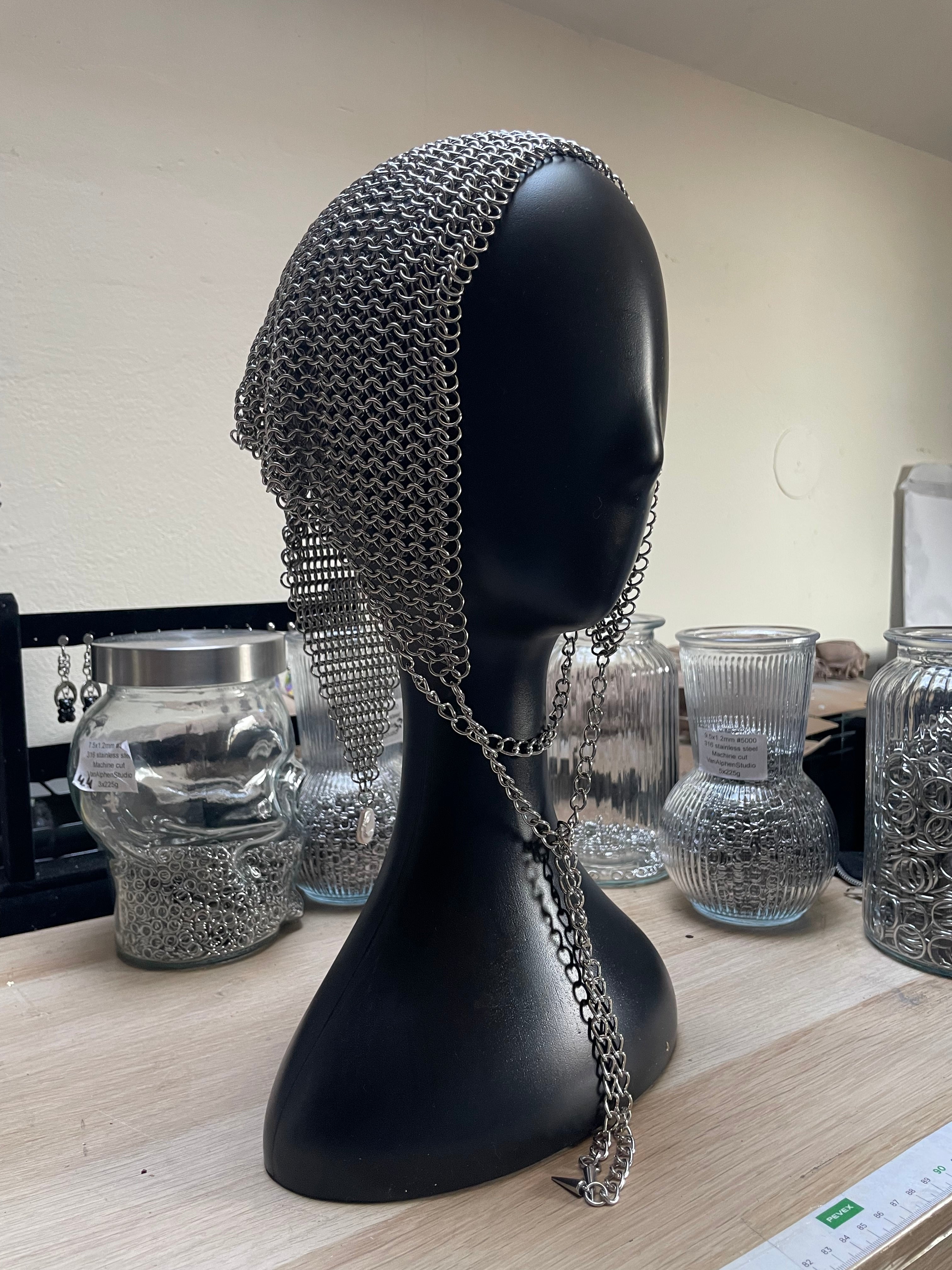 Medieval Headscarf // Metallic Scarf: Iron Scarf - Made to order
