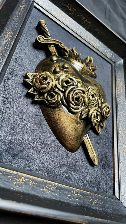 Gothic Wall Art Relic: Sacred Heart of Mary framed