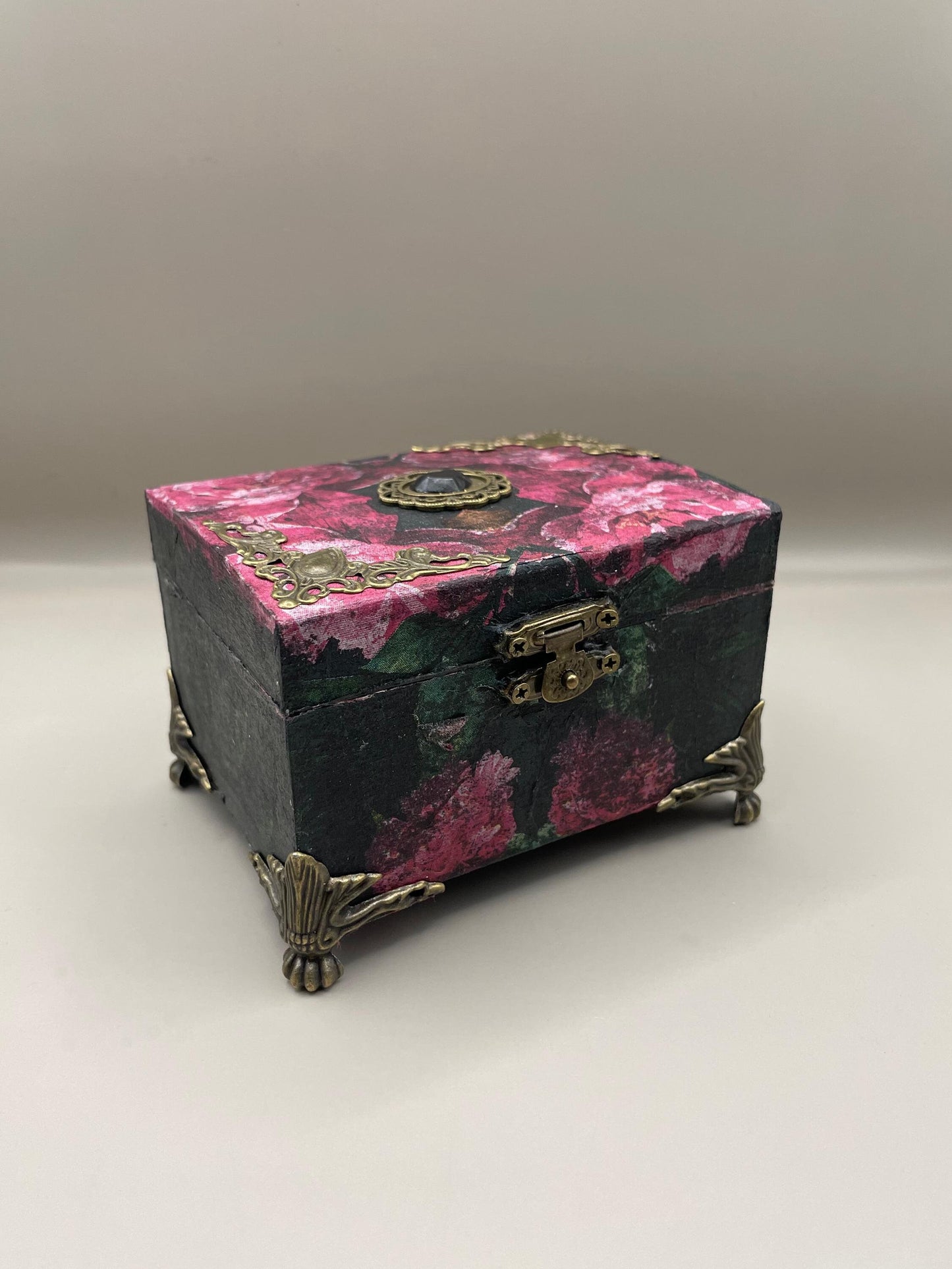 Antique Style Gothic Box "Dark Floral Decoupage"
