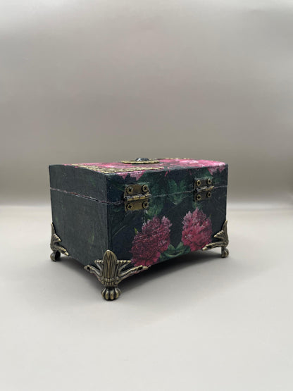 Antique Style Gothic Box "Dark Floral Decoupage"