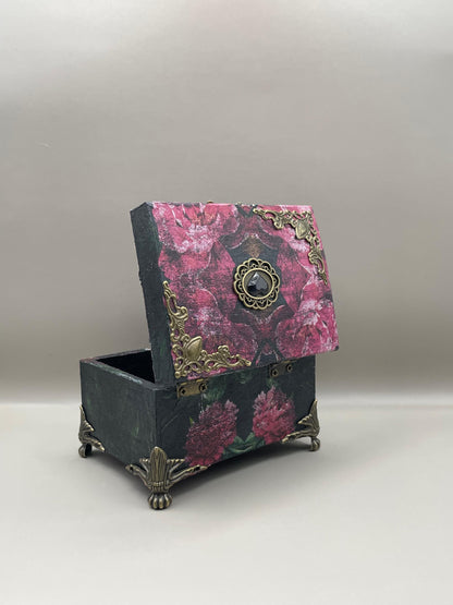 Antique Style Gothic Box "Dark Floral Decoupage"